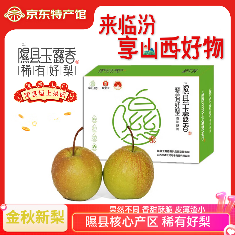 香凝梨园 山西隰县玉露香梨 临汾馆精品水果生鲜梨隰县特产礼盒装 12颗大果约9斤