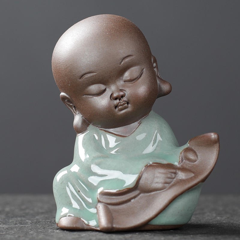 宇轩创意紫砂茶宠哥窑小茶宠个性精品可养小和尚茶玩茶盘茶艺摆件