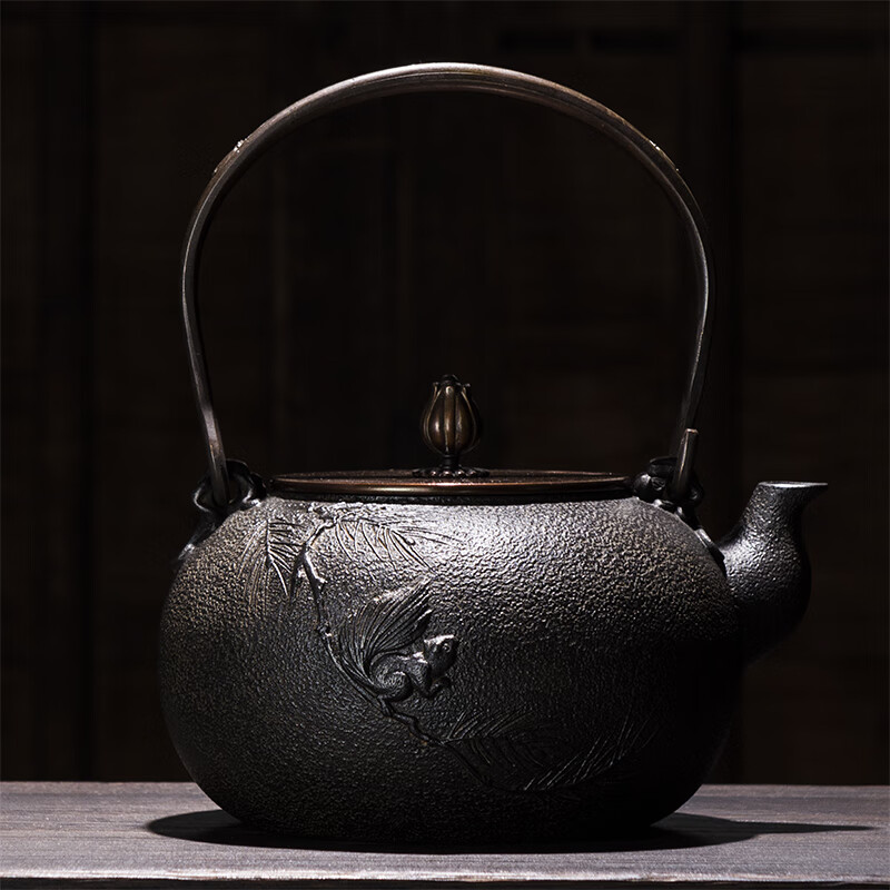 金鑄堂餐松飲澗款日本鑄鐵壺 原裝進(jìn)口無涂層純手工家用戶外燒水壺功夫鐵茶壺茶具