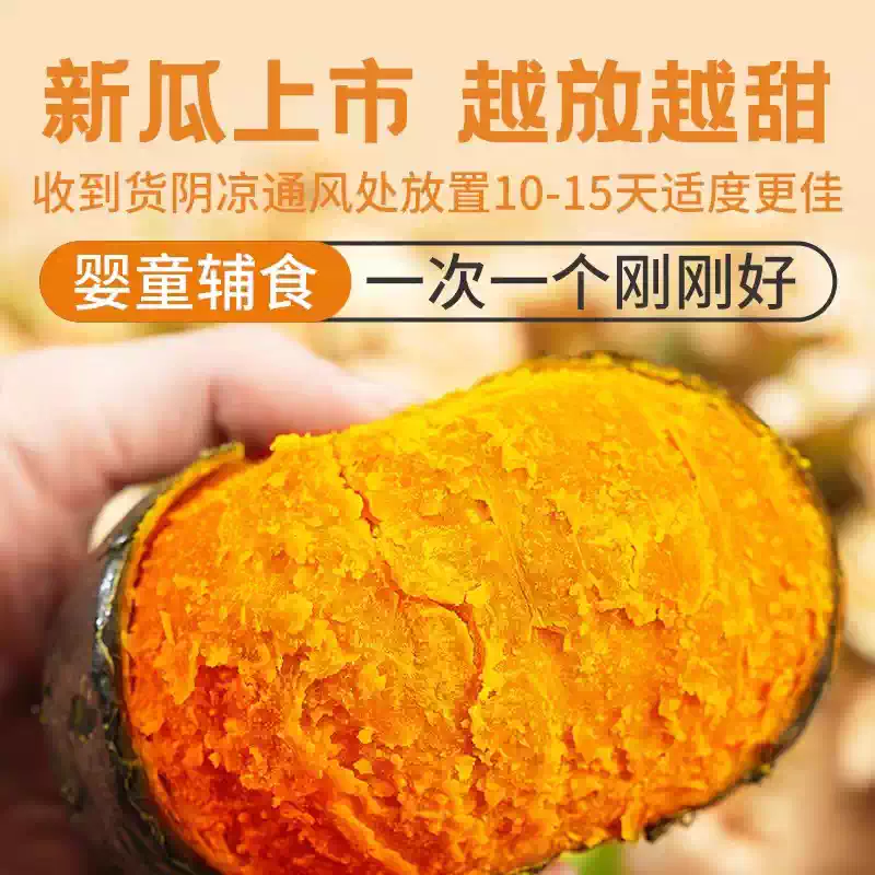 【新疆直发】贝贝南瓜正宗新疆新鲜板栗味老南瓜儿童辅食4.5斤/箱 新疆贝贝南瓜 4.5斤