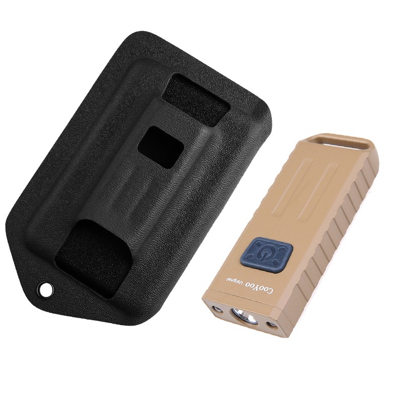 CooYoo 酷友 Usignal U型手电 LED强光 USB充电迷你便携钥匙扣手电筒 沙色+黑色K鞘