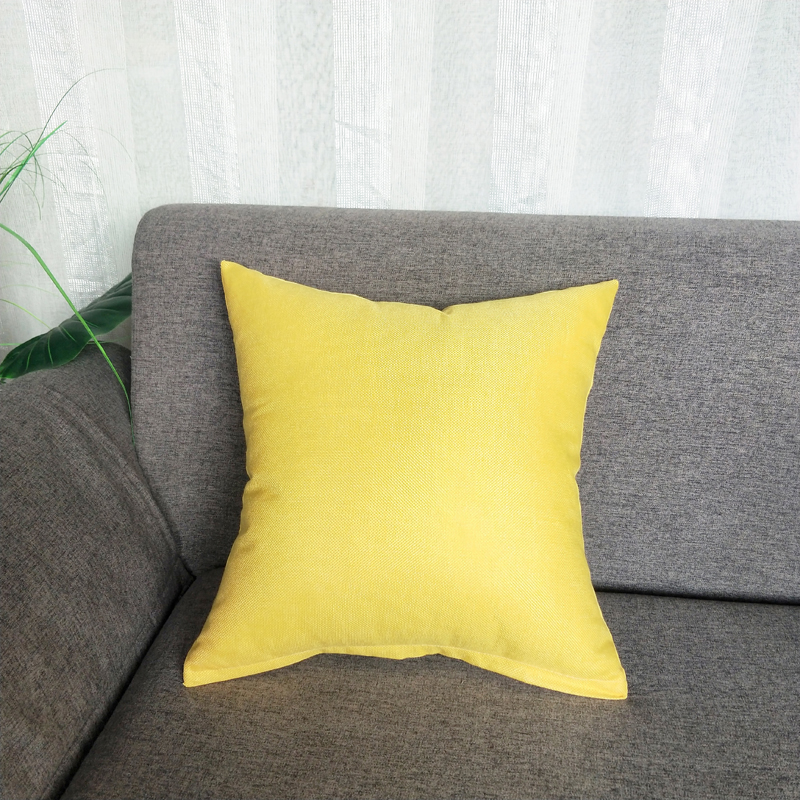 纯色亚麻抱枕沙发抱枕芯椅子靠枕床头靠垫套北欧风格纯色抱枕客厅靠背枕套方形 黄色 40X40cm套+芯