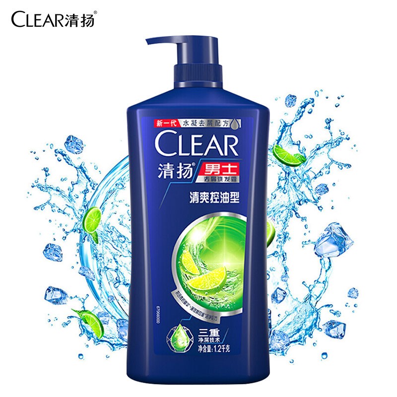 清扬(clear)去屑洗发水 1200g 清爽控油薄荷樱花男女洗头膏 新老包装