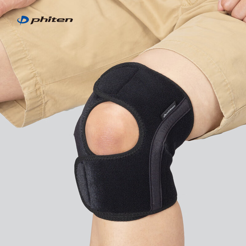 法藤（Phiten）日本原装专业护膝半月板损伤髌骨固定带跑步马拉松登羽毛球黑色 黑色 M号 建议膝盖上方腿围约38~47cm 1只装