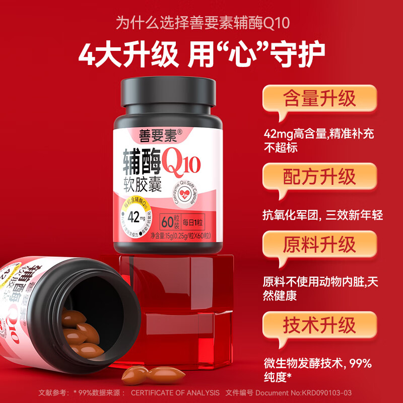 善要素华东医辅酶Q10胶囊 增强免疫力抗氧化加班熬夜常备心脏 30粒*2瓶