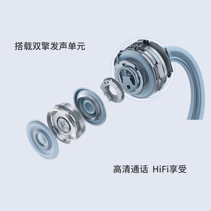 华为（HUAWEI)同款耳夹耳机开放式蓝牙无线耳机全新C形桥舒适稳固clip2简约大气运动跑步蓝牙耳机 摩登黑 Clip2