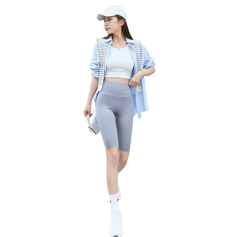 鲨鱼打底裤可穿女外穿高腰三分紧身芭比塑身裤女加绒加厚大码胖mm 超厚-鲨鱼裤灰色 加绒 XL