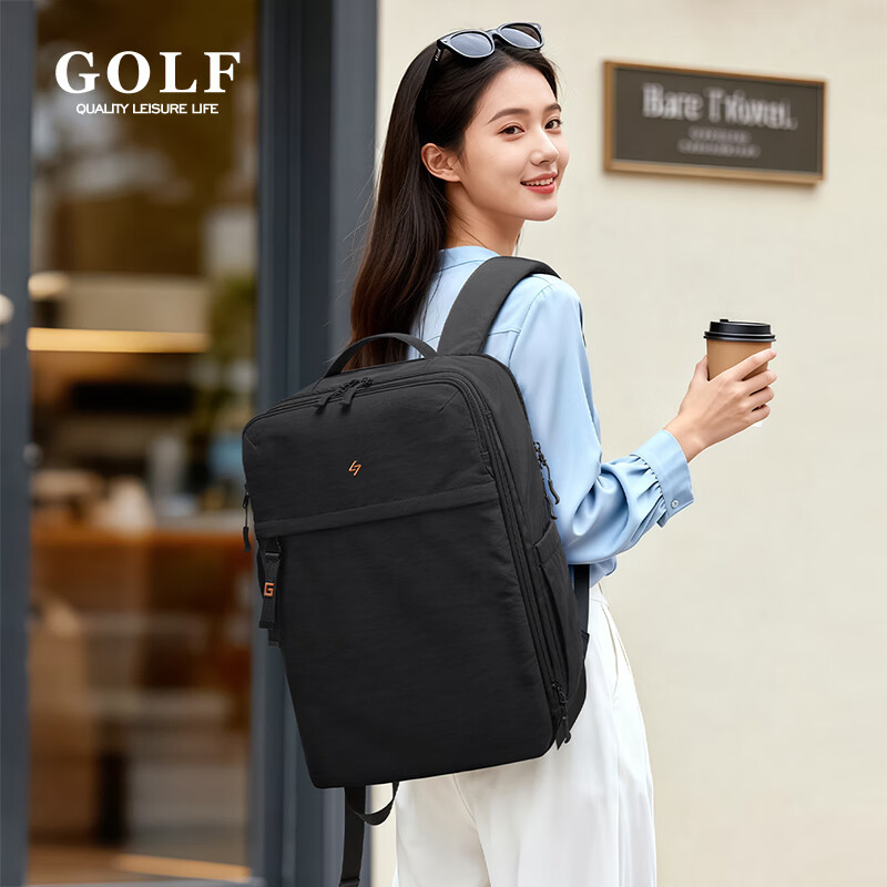 高尔夫(GOLF)双肩包男女百搭背包女休闲旅行学生书包防泼水出游背包【Q】 款式21-黑色