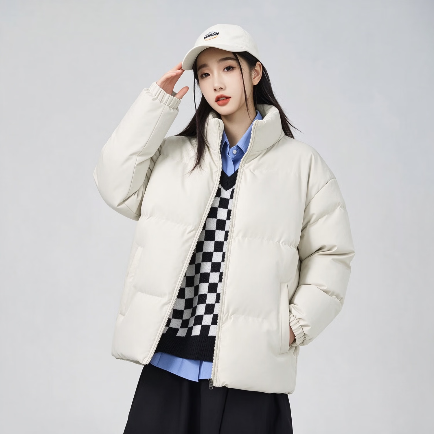 美式棉服女2026冬季新款小个子棉衣外套高级感面包服 杏色 XL
