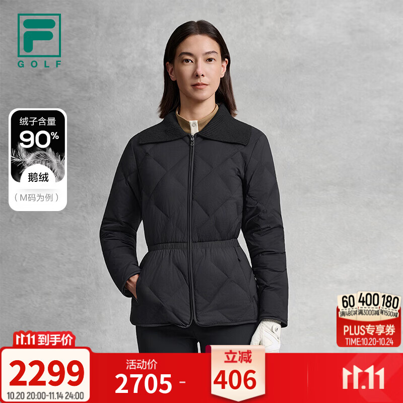 FILA太空云-羽丨斐乐高尔夫运动薄羽绒服女款26冬季新款90鹅绒服 深黑-BK 160/80A/S