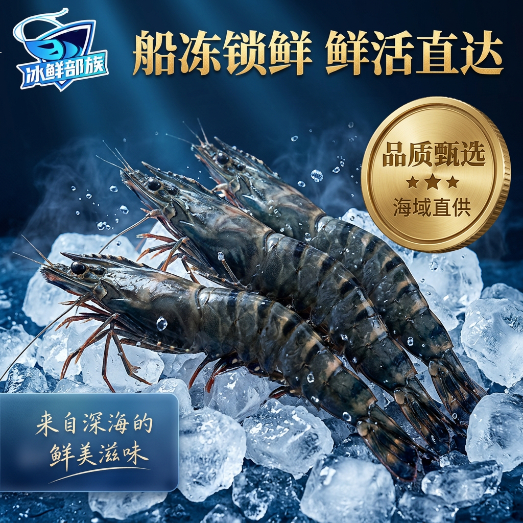 冰鲜部族正宗黑虎虾特大号老虎虾新鲜冷冻鲜活斑节虾大虾整箱海虾生鲜批发 20-23厘米精品特大号黑虎虾 2斤(净重) 【16/20规格】
