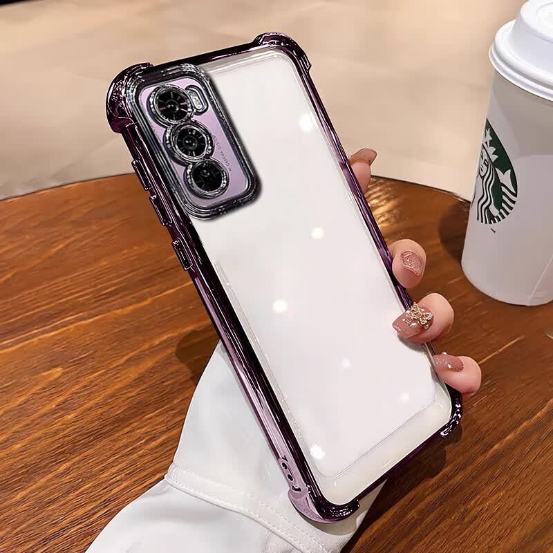 迪特貅四角气囊防摔适用opporeno12手机壳新款reno13Pro手机套11PRO闪粉磁吸支架Ren08Pro透明自带镜头膜 四角防摔气囊壳【电镀紫】 OPPO Reno12