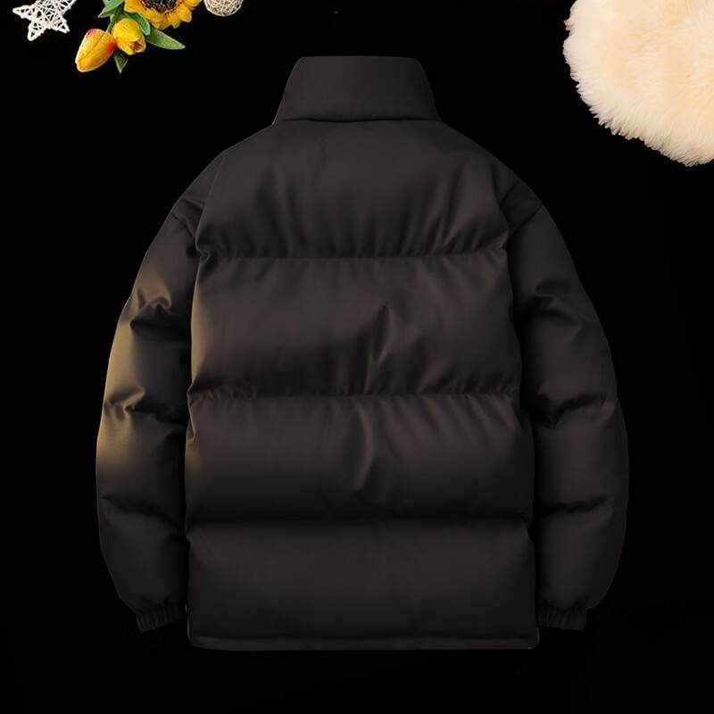 JEEP SPIRIT吉普格子拼接棉服男秋冬季潮牌立领面包服防寒保暖棉衣外套棉袄子 黑色 4XL