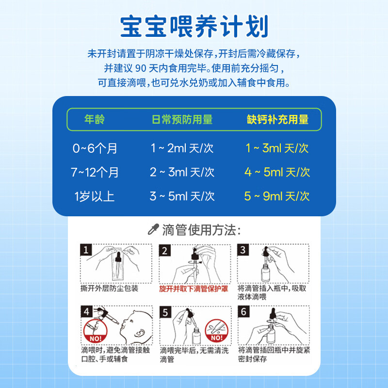 Nature's Nutra莱思纽卡婴幼儿童液体钙儿童钙柠檬酸苹果酸钙滴剂0-3岁 【限时买1送1】钙滴剂 60mg*1瓶