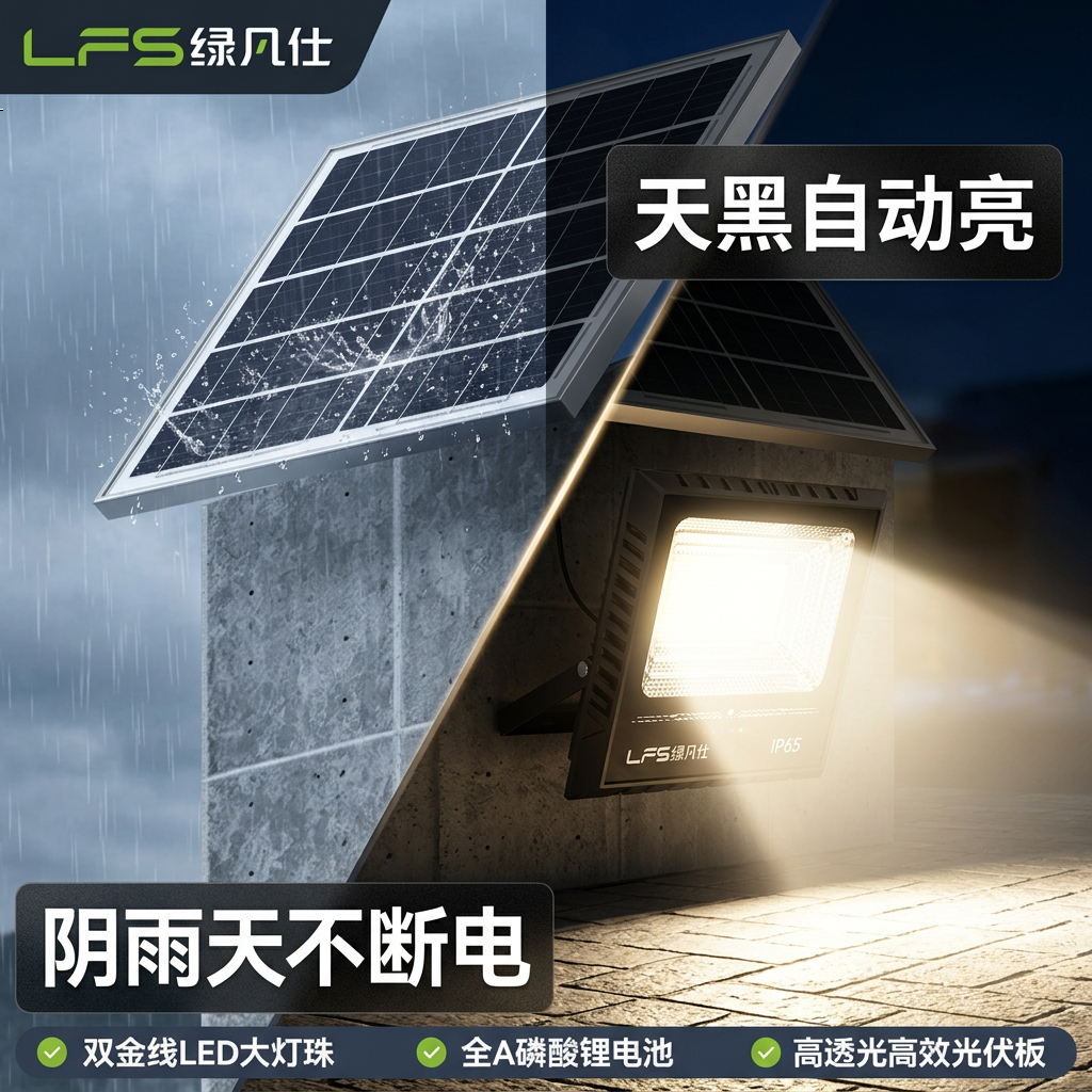 其他太阳能路灯户外庭院灯新款室外防水天黑亮投光灯农村超亮照明灯 1350lm+425颗灯珠15000mAh