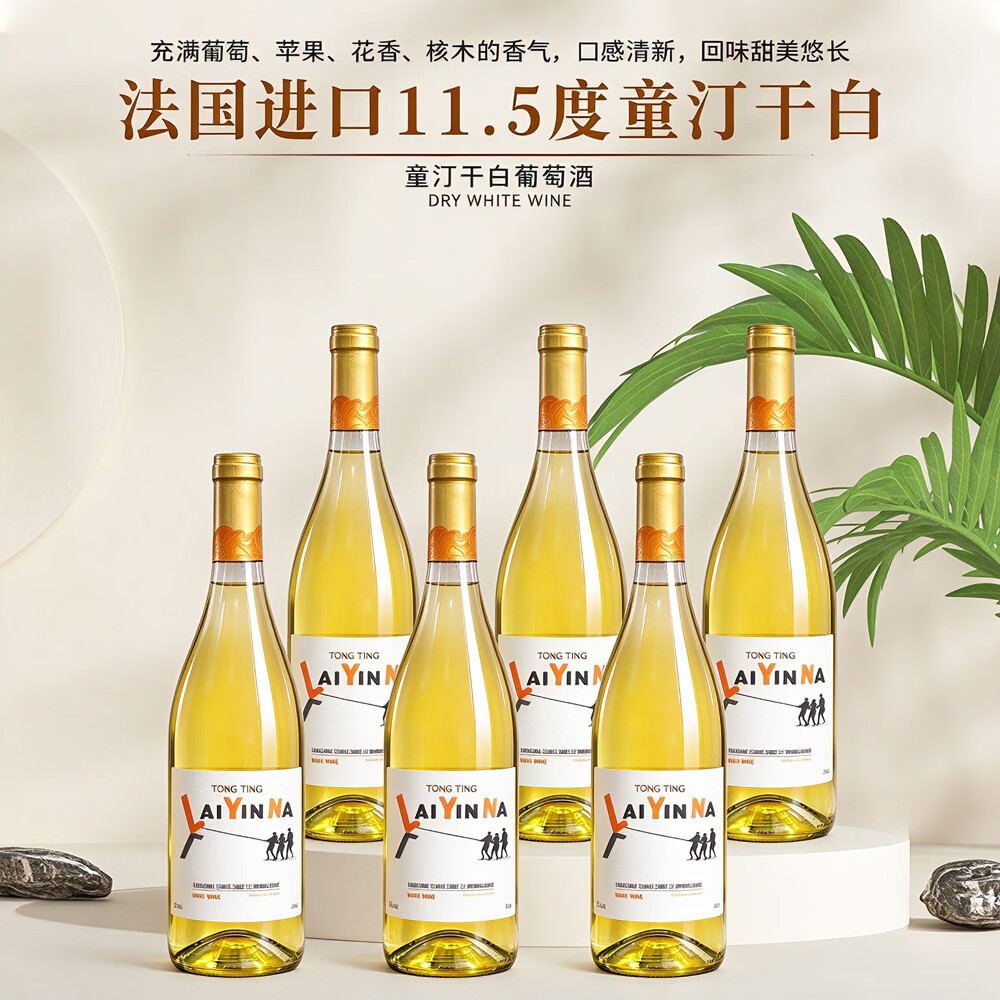 莱茵娜法国进口 童汀干白葡萄酒11.5度750ml 2支装