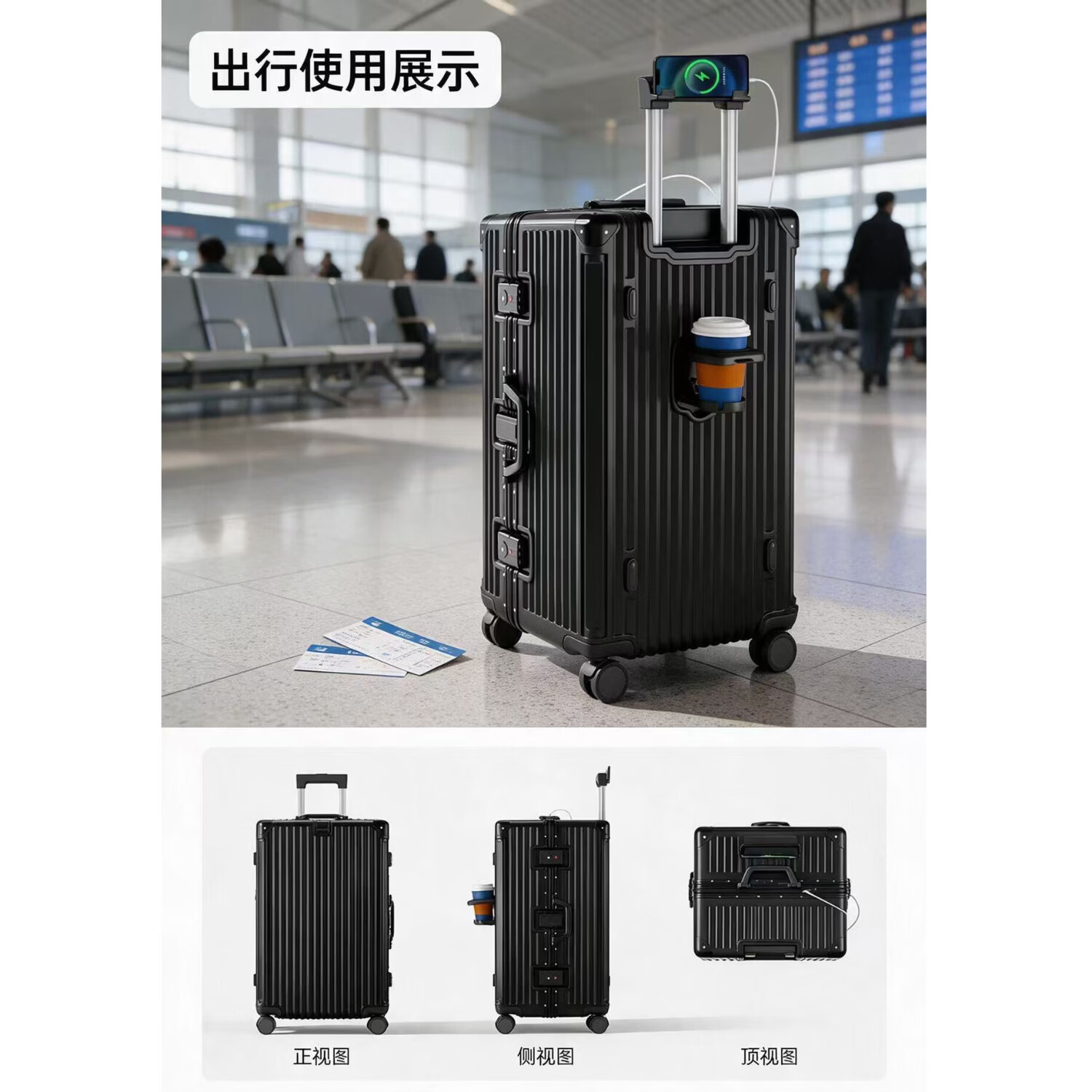 ETO行李箱男20寸登机箱可登机2026新款大容量旅行箱铝框旅行箱登机箱 暗夜黑【京东快递/次日达】 20英寸 高540x宽340x厚260mm(含轮)