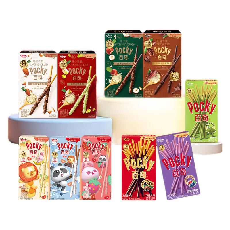 格力高(Glico)百奇混合装休闲零食涂层夹心饼干棒零食 百奇多系列组合10盒