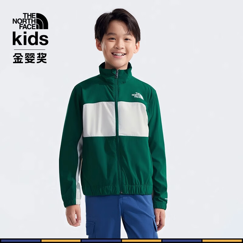 北面童装男女童撞色防风防泼水防晒衣春秋款|89XC 84O/未央绿/沙丘白 UPF40+ 150 (L) （150/72）