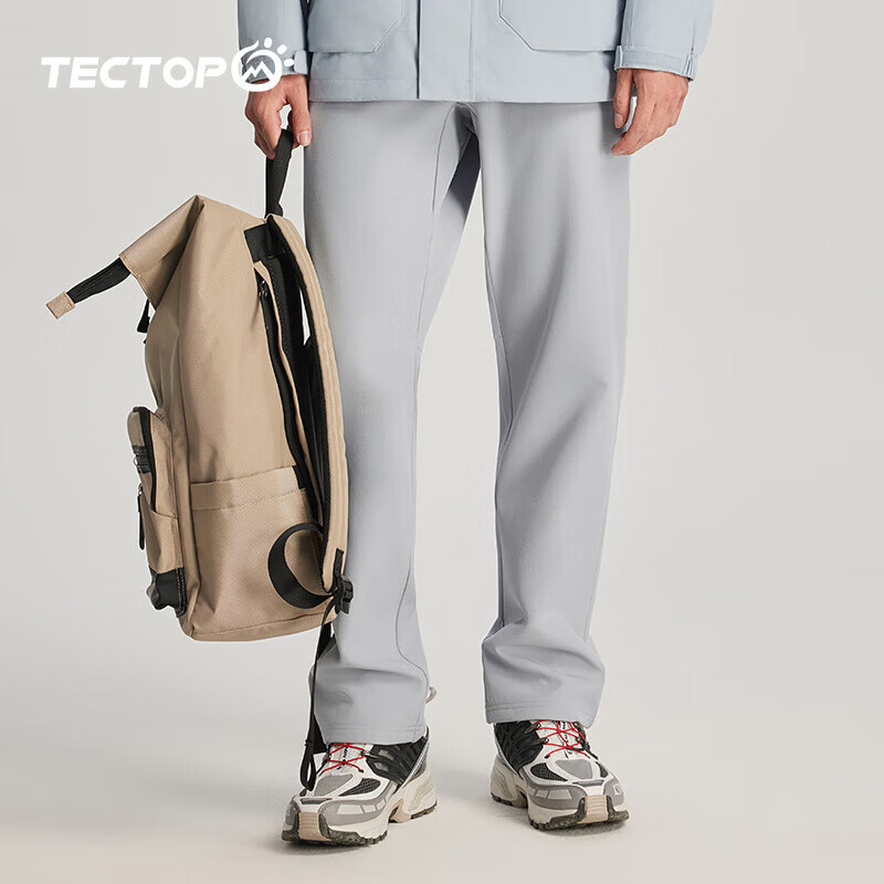 探拓(TECTOP)休闲裤男防风防泼水2026秋冬加绒保暖软壳长裤户外登山裤子 星灰 3XL