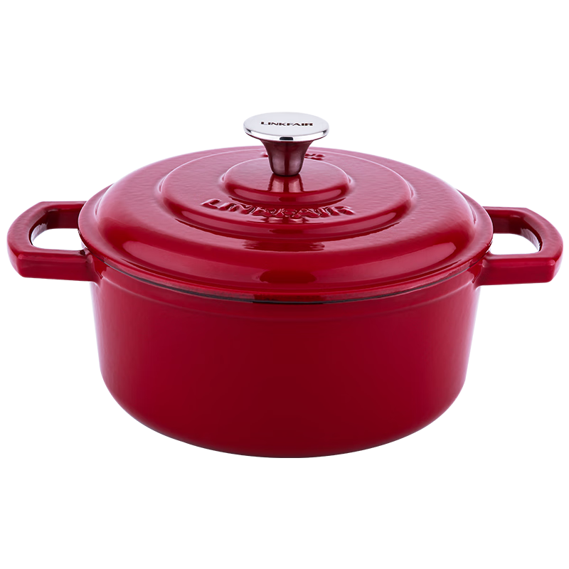 凌豐（LINKFAIR） 凌豐琺瑯鍋鑄鐵搪瓷湯鍋不粘鍋燉鍋煲湯鍋燜鍋燃氣爐電磁爐適用 果醬紅22cm3.6L