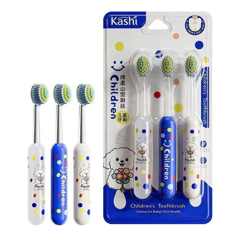 KASHI【沃尔玛同款高品质爆款】儿童软毛刷三重植毛凸面拉丝护龈家庭装 【沃尔玛同款高品质爆款牙刷】 6支