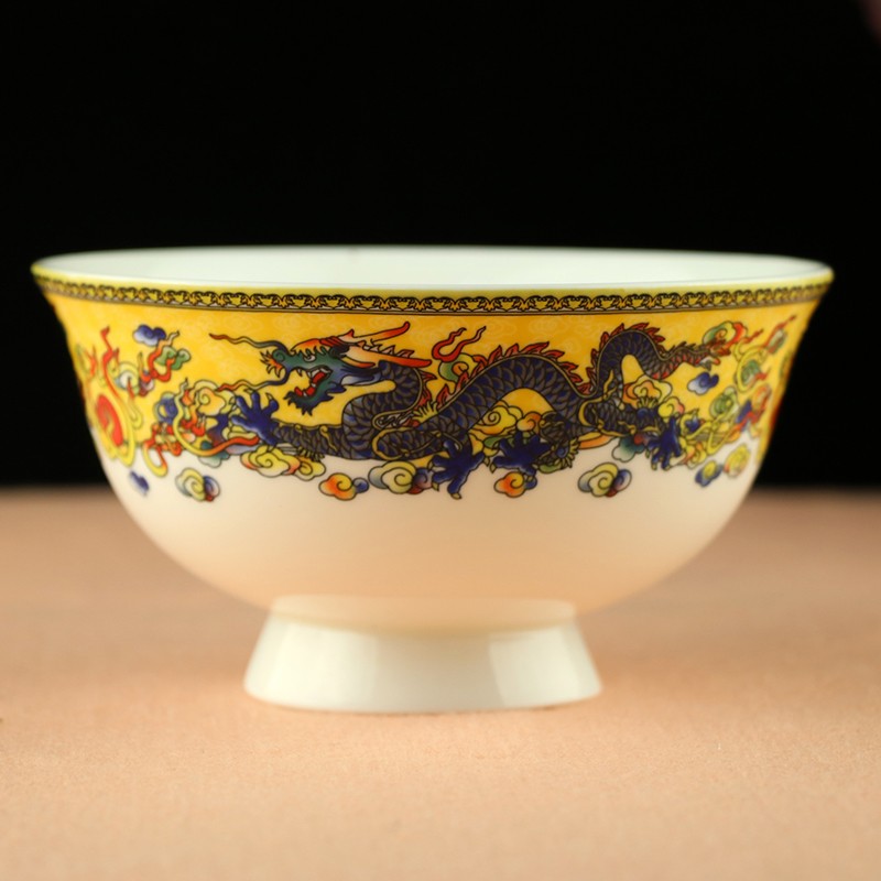 瑾睿茗瓷景德镇陶瓷碗饭碗高脚碗景德镇碗家用健康碗盘碟面碗 彩龙 5