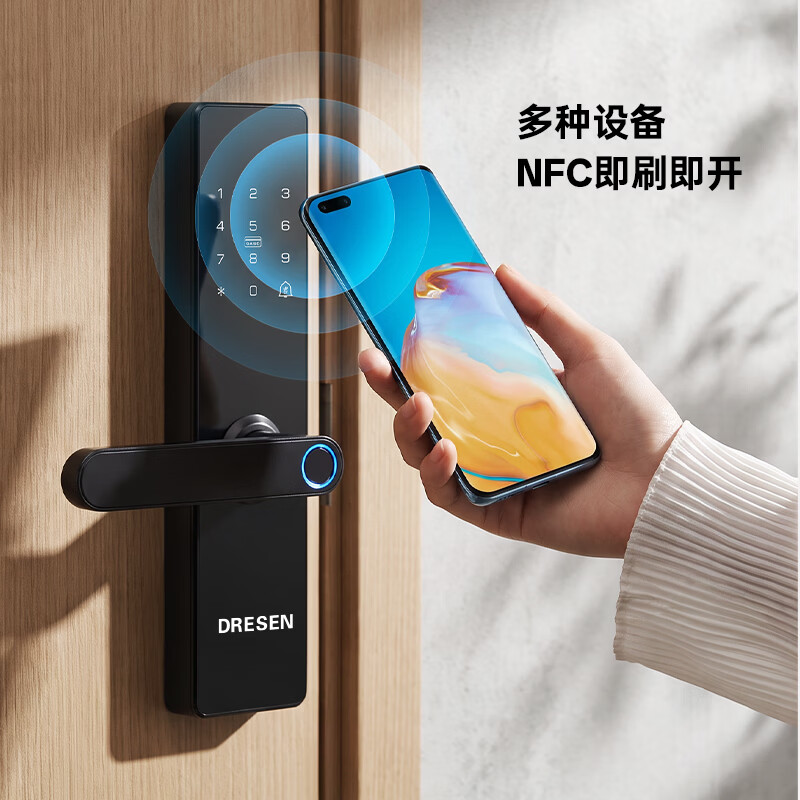DRESEN木门指纹锁 室内房门智能锁门锁办公室公寓民宿密码锁家用电子锁 免费安装+6种开锁方式