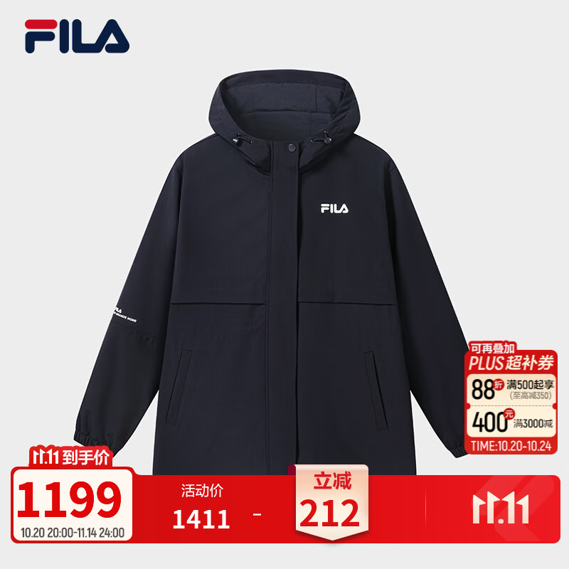 FILA 斐乐女士梭织上衣2026秋季新款宽松休闲时尚舒适外套 传奇蓝-NV 3XL 185/100A/XXXL