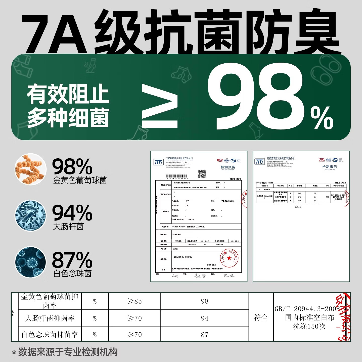 KJ袜子男士抗菌防臭吸汗透气中筒袜四季款学生运动休闲袜 白色5（五双装） 均码