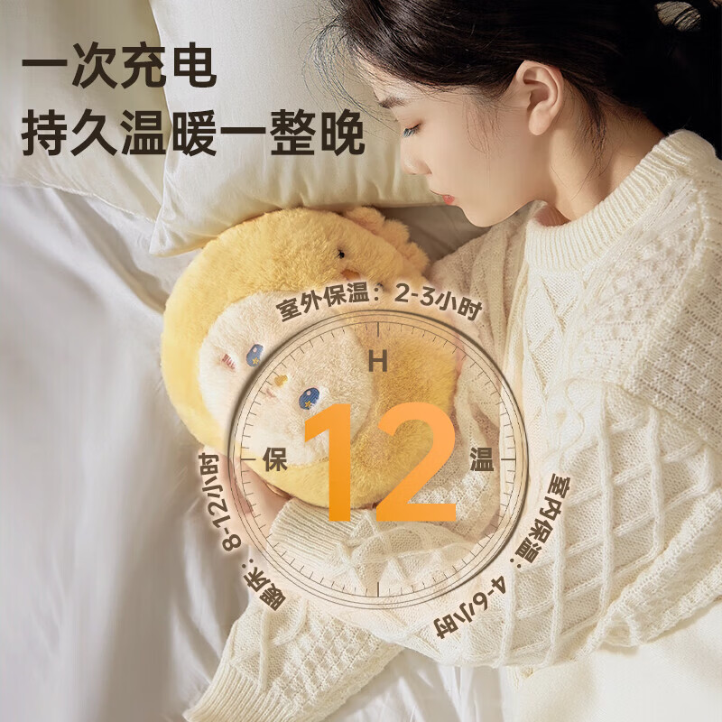 【2024新款国标】充电热水袋 暖手宝防爆暖宝宝 可爱暖水袋暖腰袋迷你暖被窝神器 自动断电电暖宝 【防烫短绒/大象灰】【安全防爆】