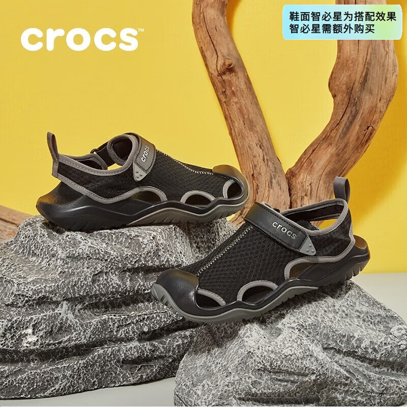 卡駱馳（crocs）激浪男鞋網(wǎng)面透氣戶外涼拖拖鞋沙灘鞋涼鞋 205289-001 M10
