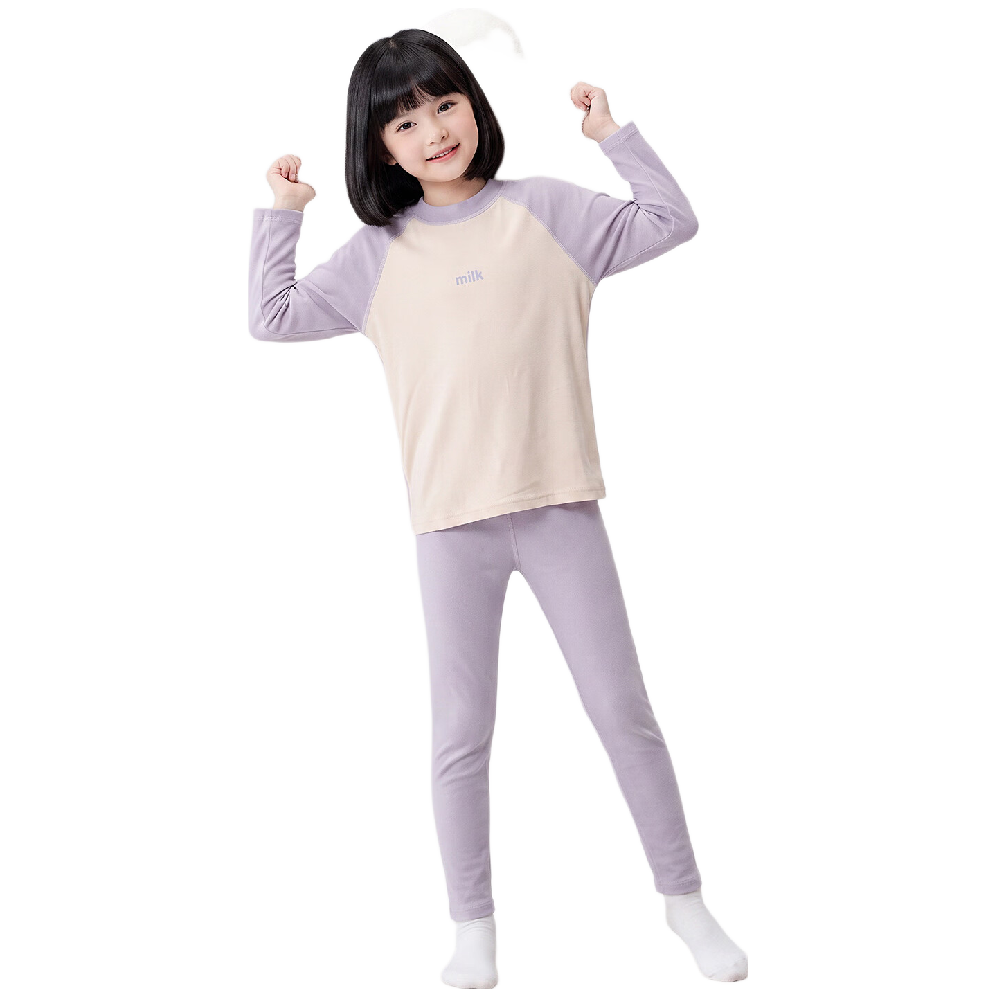 小马宝莉秋衣秋裤男童女童长袖t打底裤2件套装保暖内衣可外穿青少年家居服 紫色 160 身高建议150-160CM