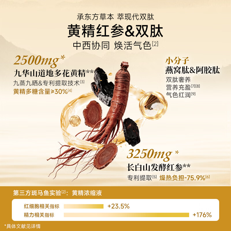 五个女博士黄精红参双肽饮品九蒸九晒 黄精红参双肽饮套装 【单月装】黄精红参双肽饮 30ml*10瓶 *3盒