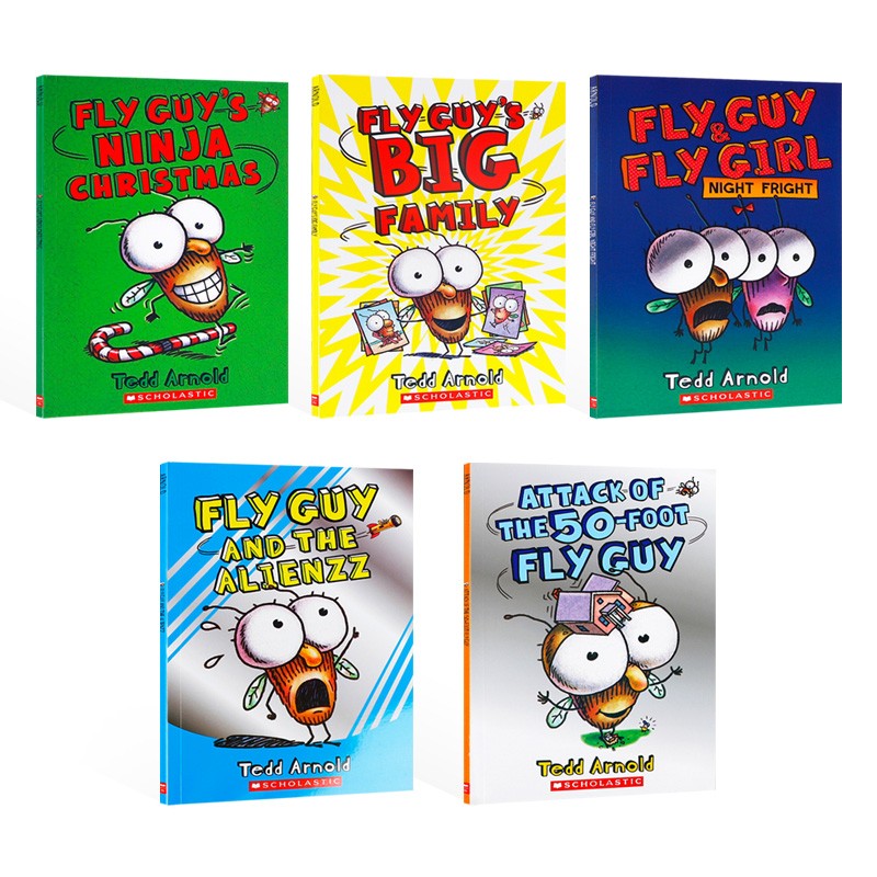 英文原版 正版hi Fly Guy苍蝇小子5册学乐全彩爆笑漫画英语章节桥梁书幽默英文原版flyguy