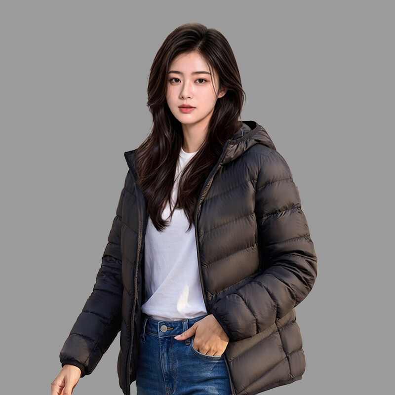 拉夏贝尔(La Chapelle)2026冬季新款女士轻薄羽绒服连帽防风保暖外套 粉色 M