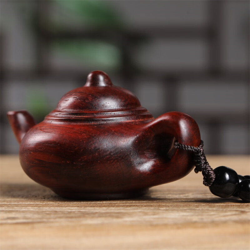 DL 1998把把壶手把件木质小壶摆件檀木小茶壶随身工艺品挂件配饰 紫檀把把壸尺寸：7.2*3.5左右