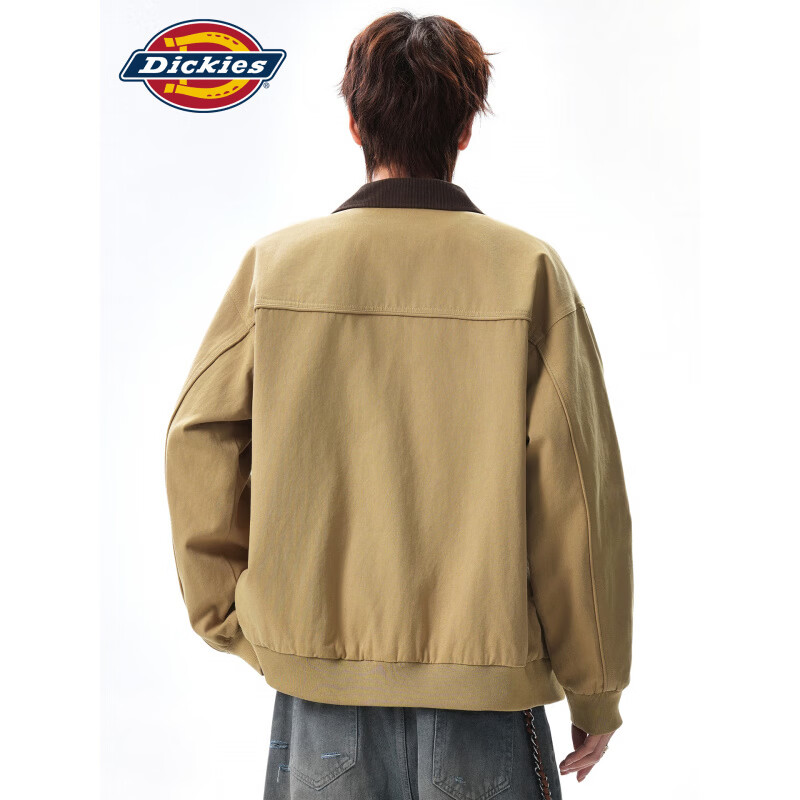 Dickies港式复古休闲翻领夹克男士2026秋季新款宽松潮牌百搭时尚外套服装 橄榄绿色 【官方正品】 L 【建议110-130斤】