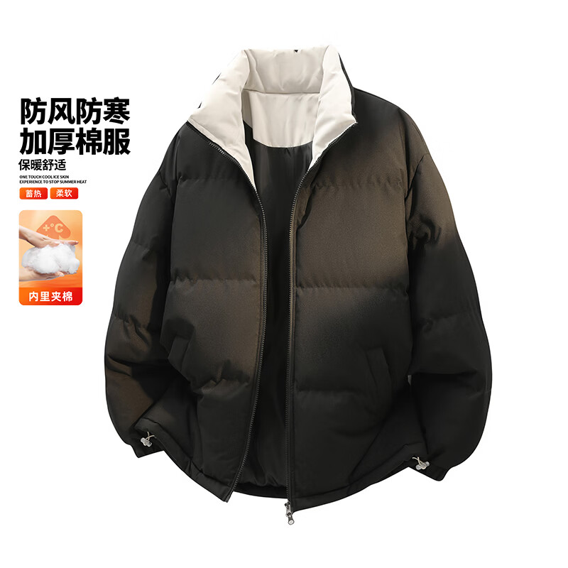 马克华菲(MARK FAIRWHALE)美式高街立领棉服男冬季宽松潮流休闲百搭保暖棉衣外套 深灰 XL