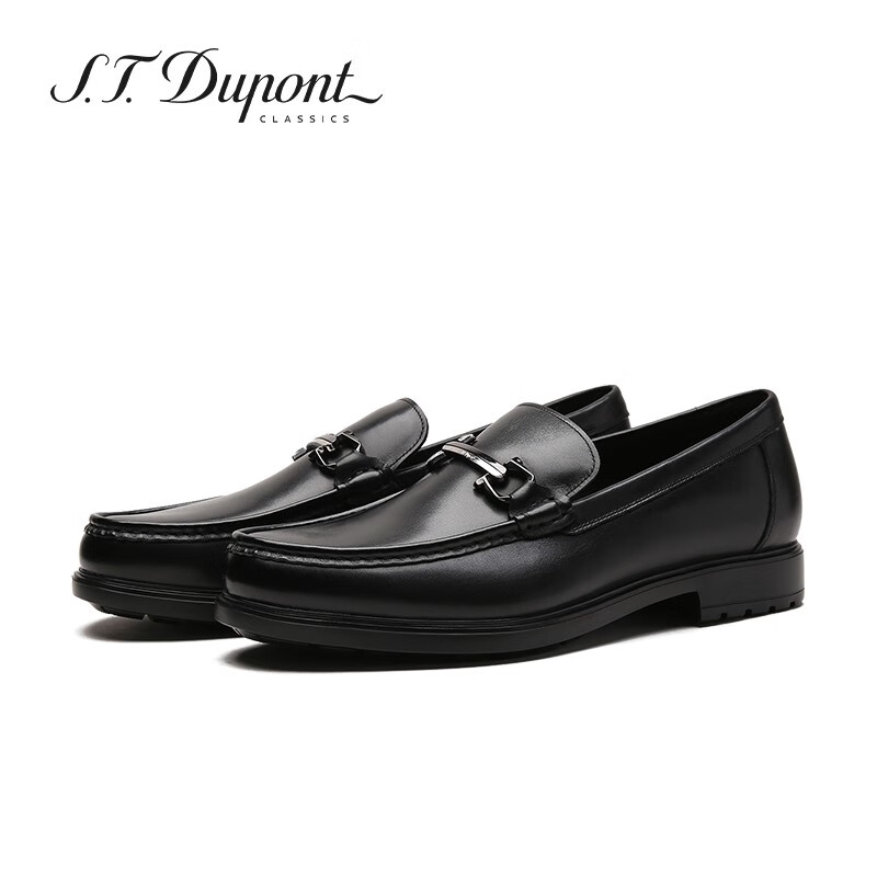 S.T.Dupont都彭男士舒适柔软头层真牛皮鞋套脚开车鞋乐福鞋豆豆鞋L32295714 黑色 40欧码