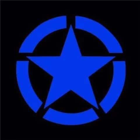 二战五角星汽车贴纸鬼火摩托车装饰五星车贴兄弟连贴花反光拉花 蓝色