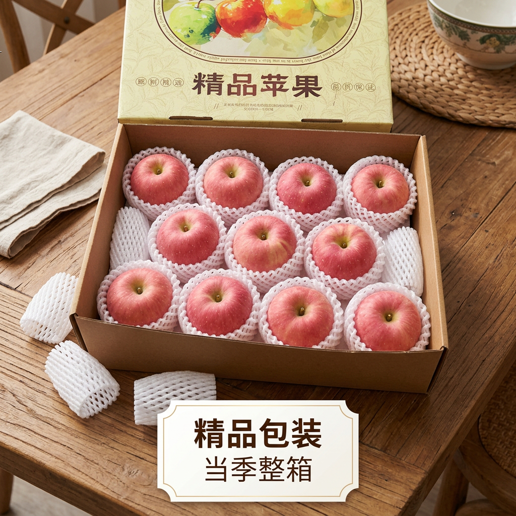 昇世园山东烟台红富士苹果新鲜应季整箱脆甜生鲜水果当季 8.6斤中大果(75-80mm)