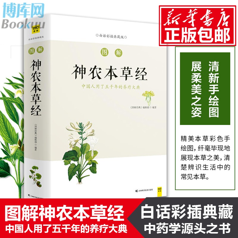 图解神农本草经 白话彩插典藏版 中国人用了五千年的养疗大典 学源头之书 清新手绘图 养生药学专著