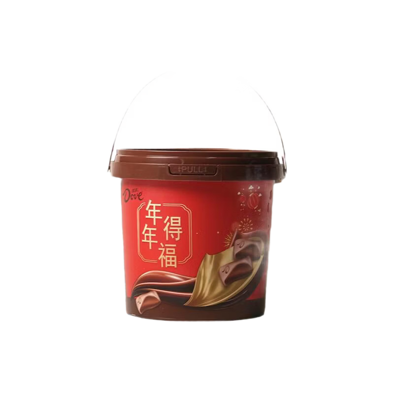 德芙（Dove）巧克力桶装 婚庆喜糖 儿童解馋 休闲零食 办公室充饥 喜糖 GS 丝滑牛奶桶装4.5g*50粒