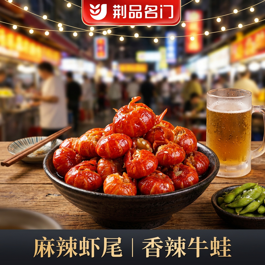 荆品名门麻辣龙虾尾5盒湖北麻辣龙虾尾牛蛙即食零食宵夜零食麻辣小吃虾尾 麻辣牛蛙两盒(280g/盒)+麻辣虾尾三盒(250g/盒)