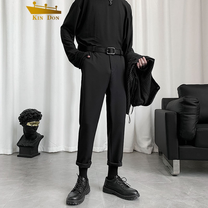 西裤男dk制服冷淡风男装感炸街西裤配马丁靴的裤子西装裤男型师 黑色