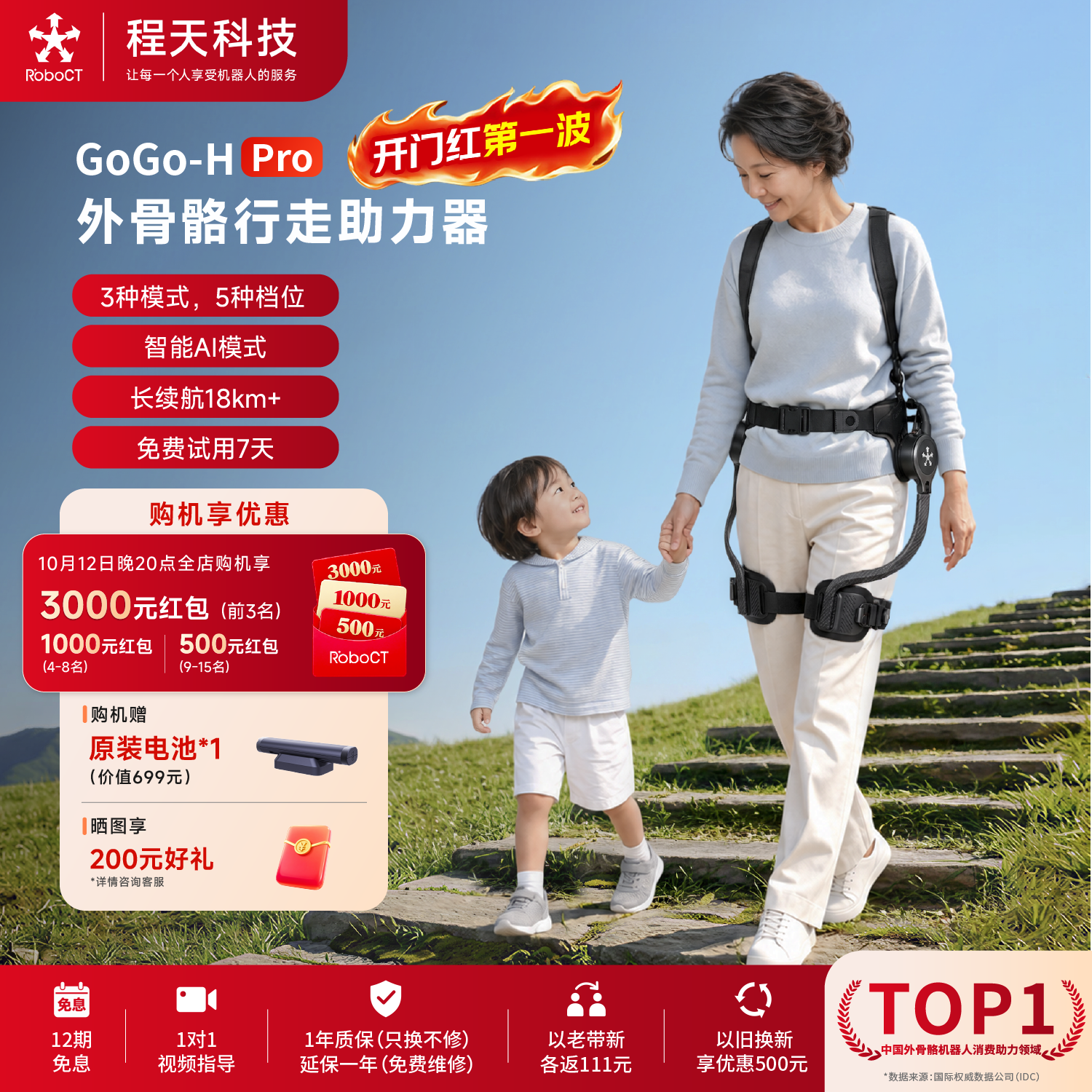 程天科技重磅新品外骨骼助力行走器GoGoHPro送电池上下楼户外运动适配老人步态登山神器智能机器人抢先购