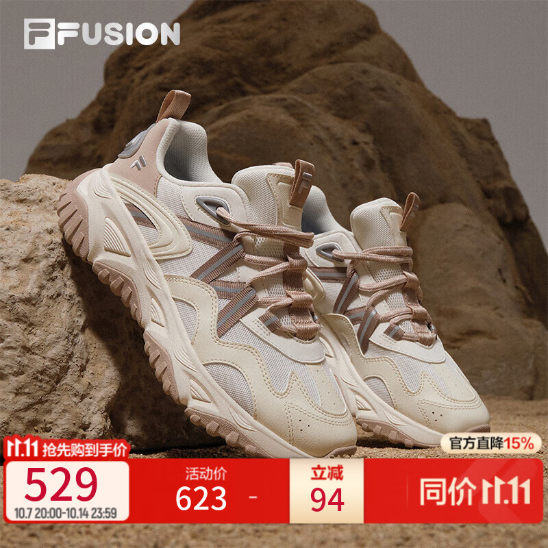 斐乐FUSION斐乐潮牌FREEROAM机能潮鞋女2025夏新款漫游鞋休闲鞋 雪白/古白色-SB 36