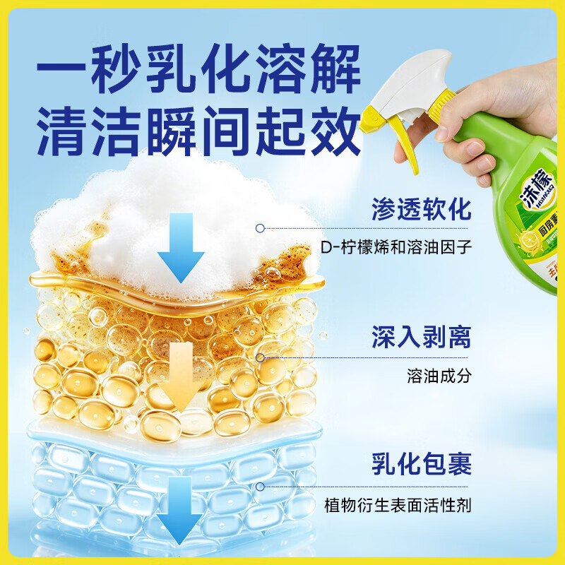 沫檬厨房油污清洁剂家用重污多用清洁剂房强力去渍去油神器油污净 买1送2【到手3瓶】快速溶油不刺鼻