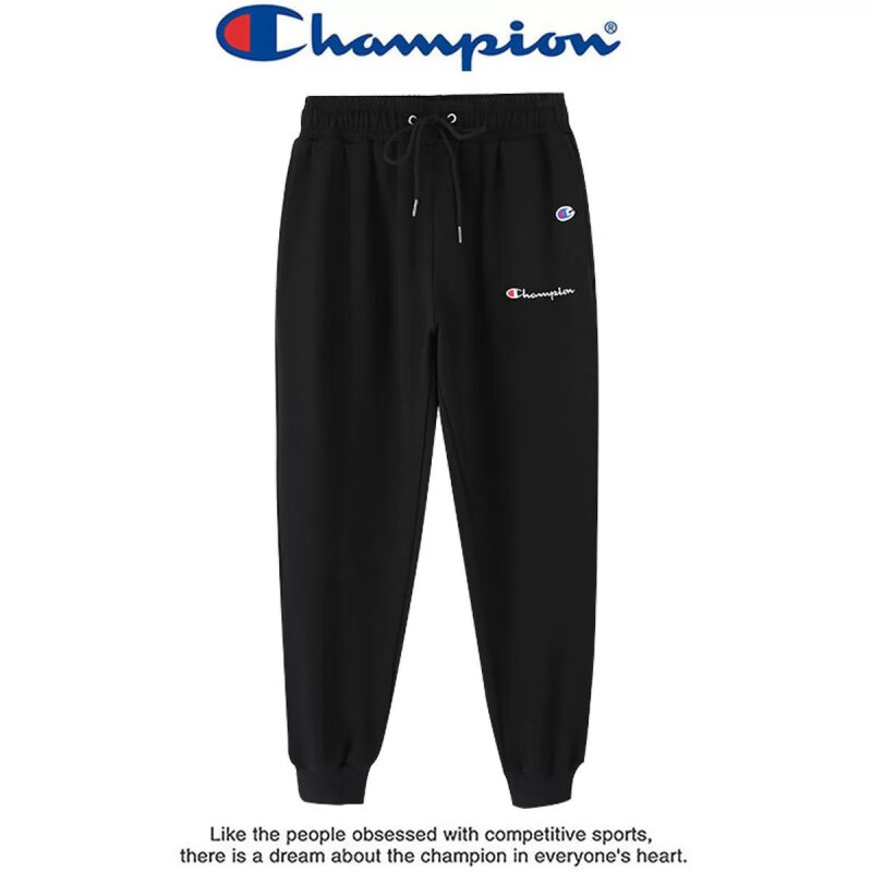 冠军涂鸦日版运动裤女情侣休闲束脚纯棉刺绣加绒加厚